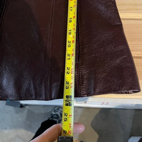 Wilsons Maxima Leather Jacket Womens Large Burgundy Zip Front Collared Coat L - Picture 11 of 11